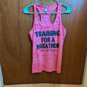 Next Level Apparel Size Medium‎ Pink Camo Netflix Marathon Racerback Tank Top